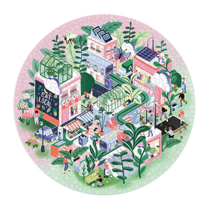 Green City 1000 Piece Round Jigsaw Puzzle Galison