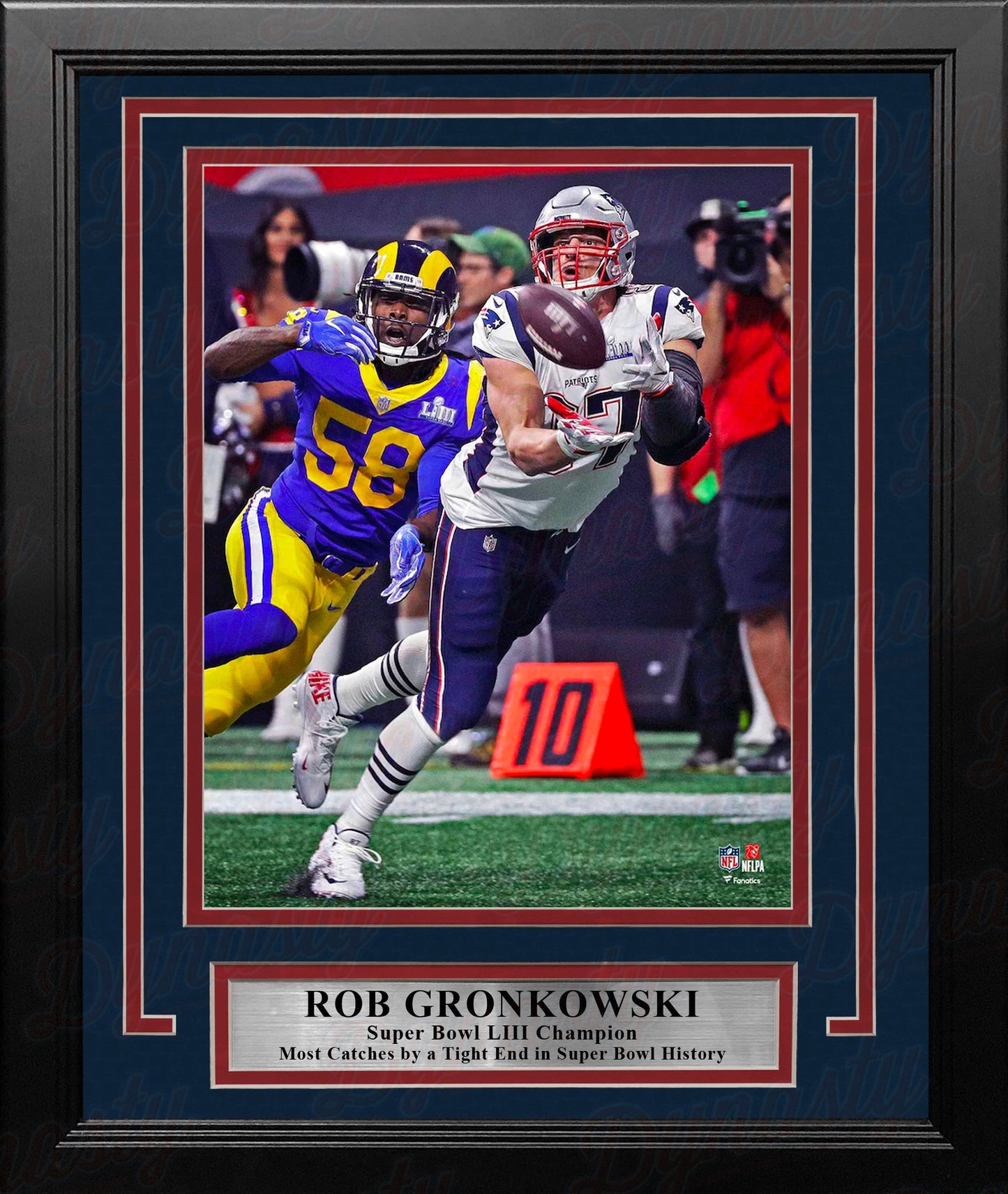 Rob Gronkowski Super Bowl LIII Catch New England Patriots 8" x 10" Framed Football Photo