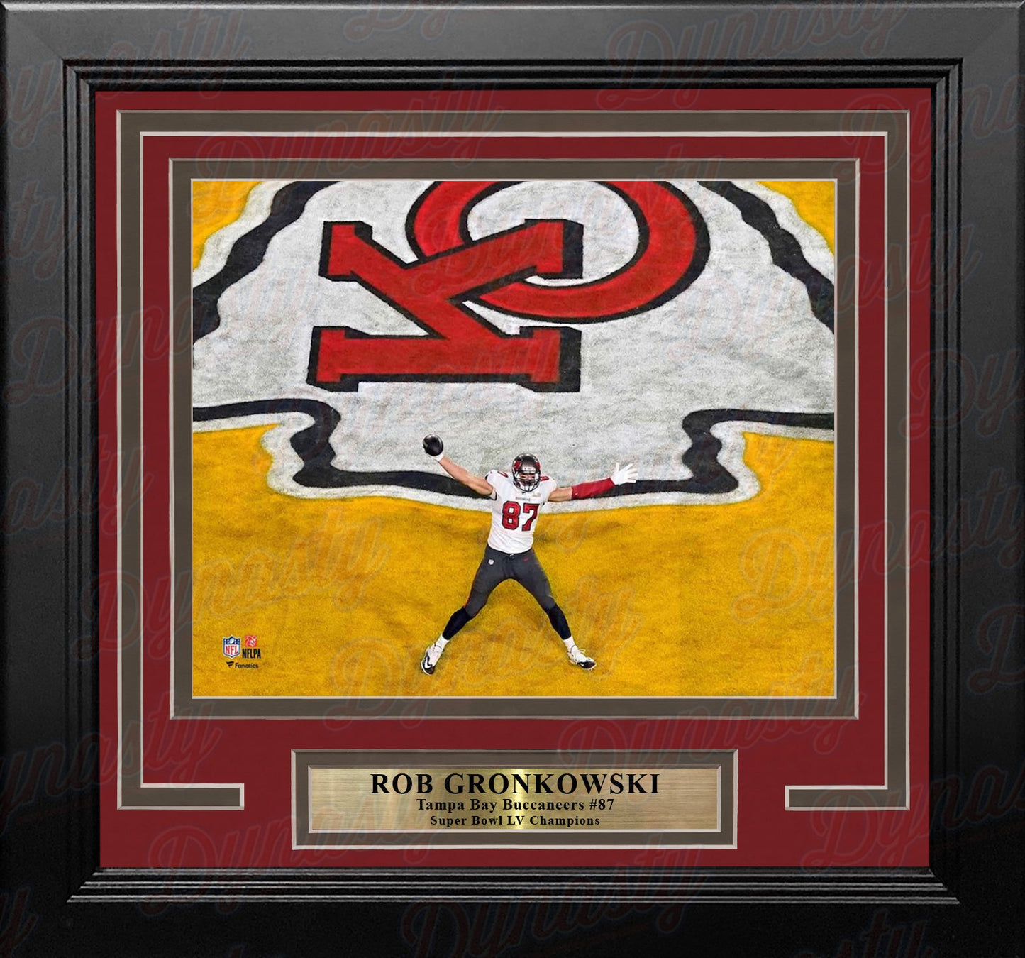 Rob Gronkowski Super Bowl LV End Zone Celebration Tampa Bay Buccaneers 8x10 Framed Football Photo