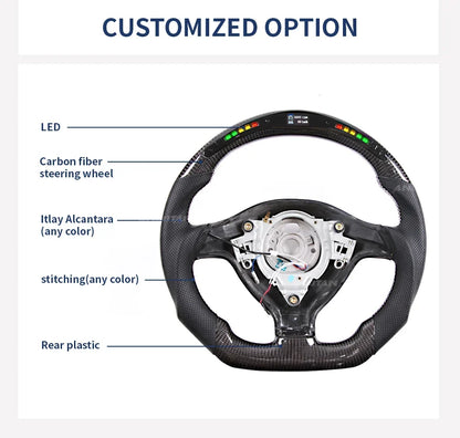 Steering Wheel For VW MK4 MK5 MK6 GTI Carbon Fiber Steering Wheel with LED Perforated Leather
