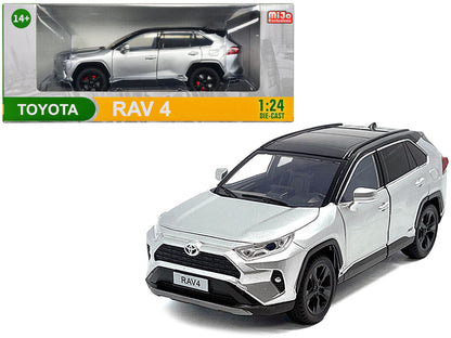 Toyota Rav4 Hybrid XSE Silver Metallic with Black Top and Sunroof 1/24 Diecast Model Car  free shipping USA
