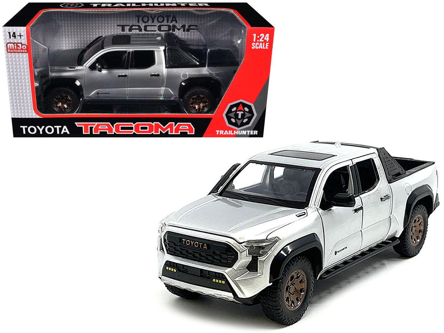 2024 Toyota Tacoma Trailhunter Edition Pickup Truck Silver Metallic 1/24 Diecast Model Car  free shipping USA