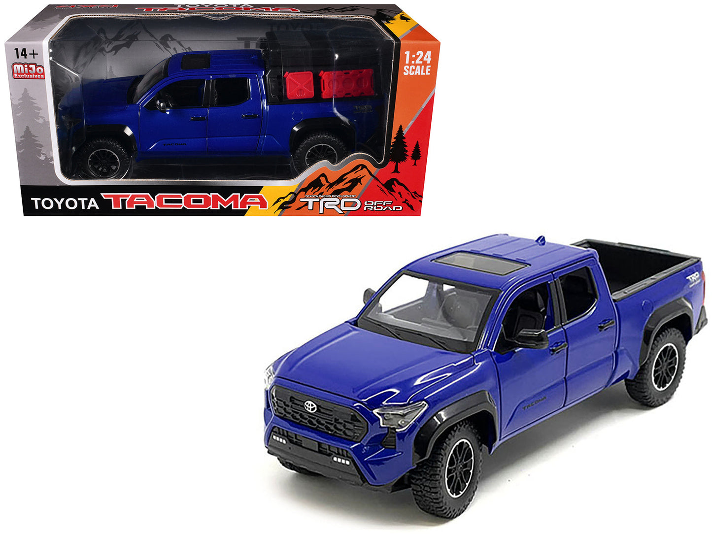 2024 Toyota Tacoma TRD Off-Road Edition Pickup Truck Blue Metallic with Bed Camper 1/24 Diecast Model Car  free shipping USA