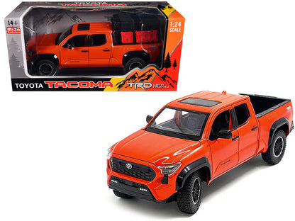 2024 Toyota Tacoma TRD Off-Road Edition Pickup Truck Octane Orange with Bed Camper 1/24 Diecast Model Car  free shipping USA