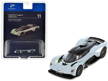 Aston Martin Valkyrie Skyfall Silver Metallic with Black Top "Hypercar League Collection" 1/64 Diecast Model Car by PosterCars  free shipping USA