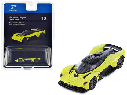 Aston Martin Valkyrie Lime Essence Yellow Metallic with Black Top "Hypercar League Collection" 1/64 Diecast Model Car by PosterCars  free shipping USA