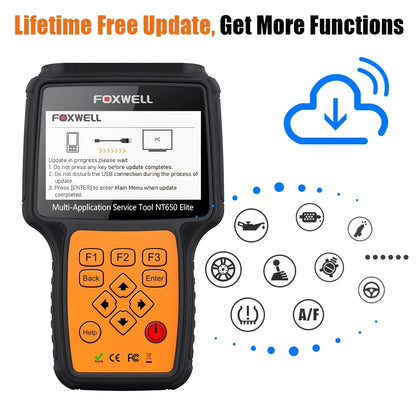 FOXWELL NT650 Elite OBD2 Scanner Diagnostic Tool ABS Airbag SAS EPB Oil A/F Reset Car Ananlyzer OBDII 3 System Automotive Tester