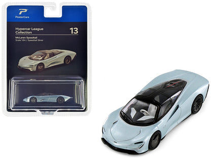 McLaren Speedtail Silver Metallic with Black Top "Hypercar League Collection" 1/64 Diecast Model Car by PosterCars  free shipping USA