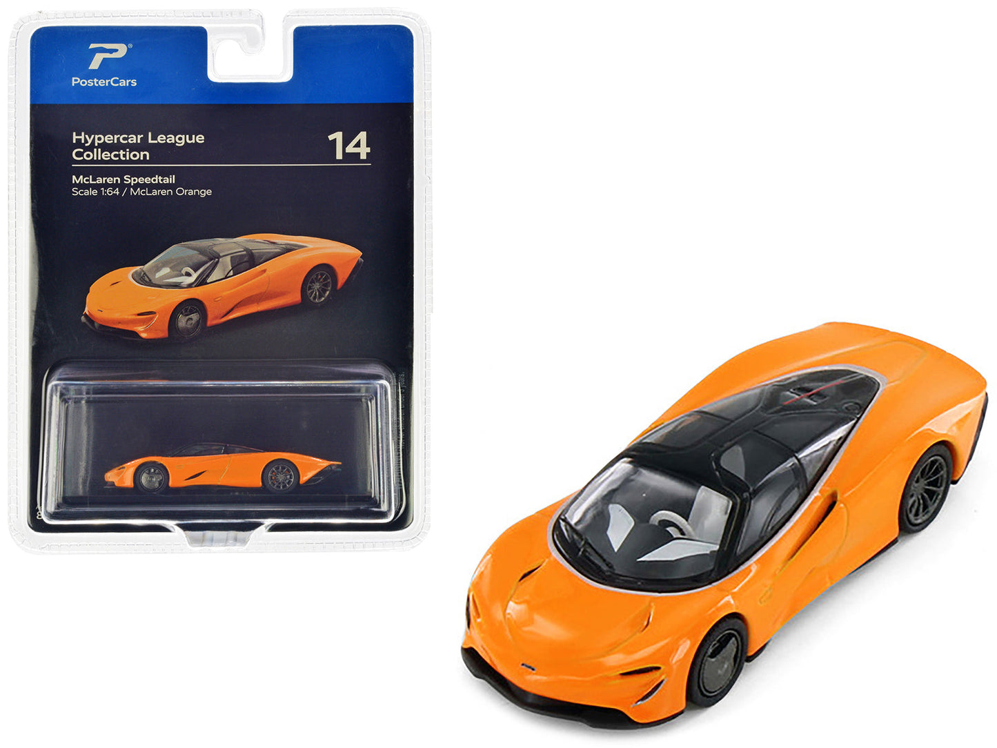 McLaren Speedtail McLaren Orange with Black Top "Hypercar League Collection" 1/64 Diecast Model Car by PosterCars  free shipping USA