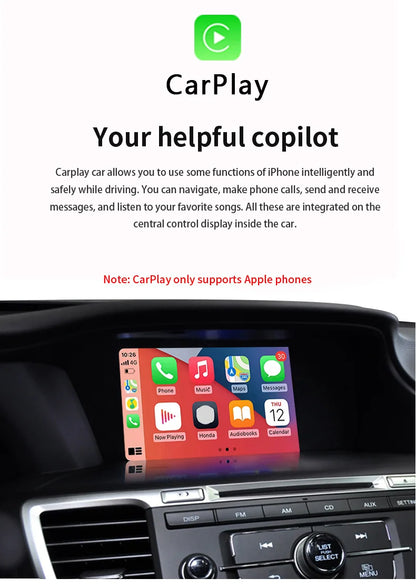 Car Media Player For Honda Accord 9 9.5,2013 2014 2015 2016 2017 5G Wireless Carplay Android Auto Bluetooth Phones,  Music
