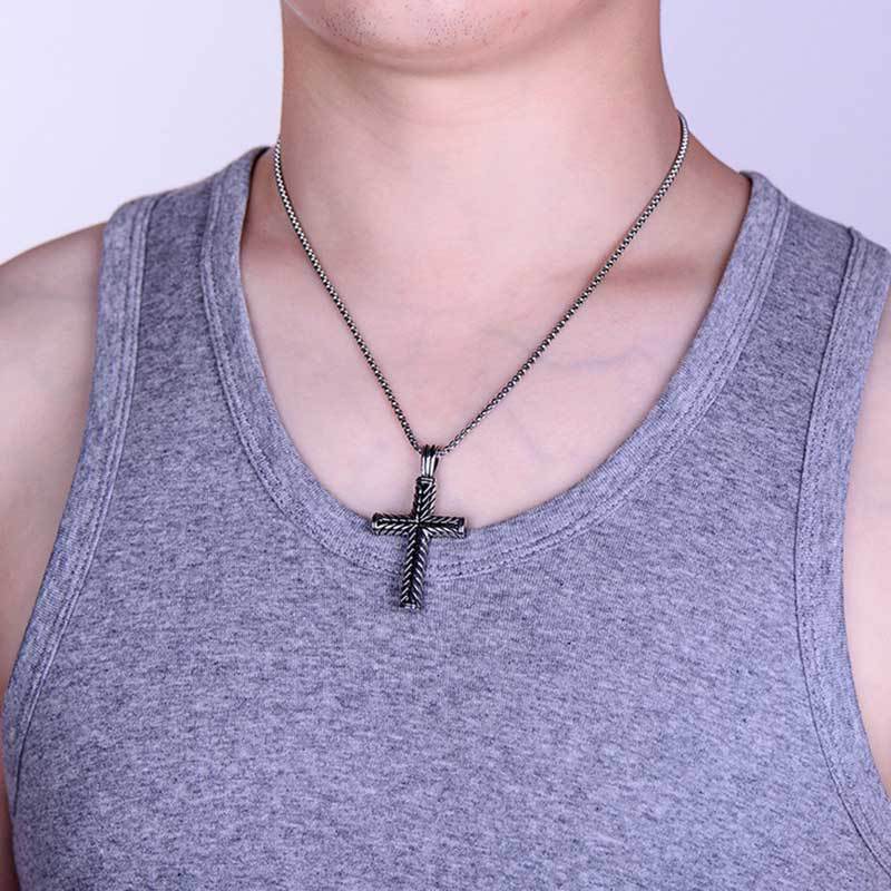 Vintage Cross Pendant Stainless Steel Necklace #ns23 _mkpt by Js House