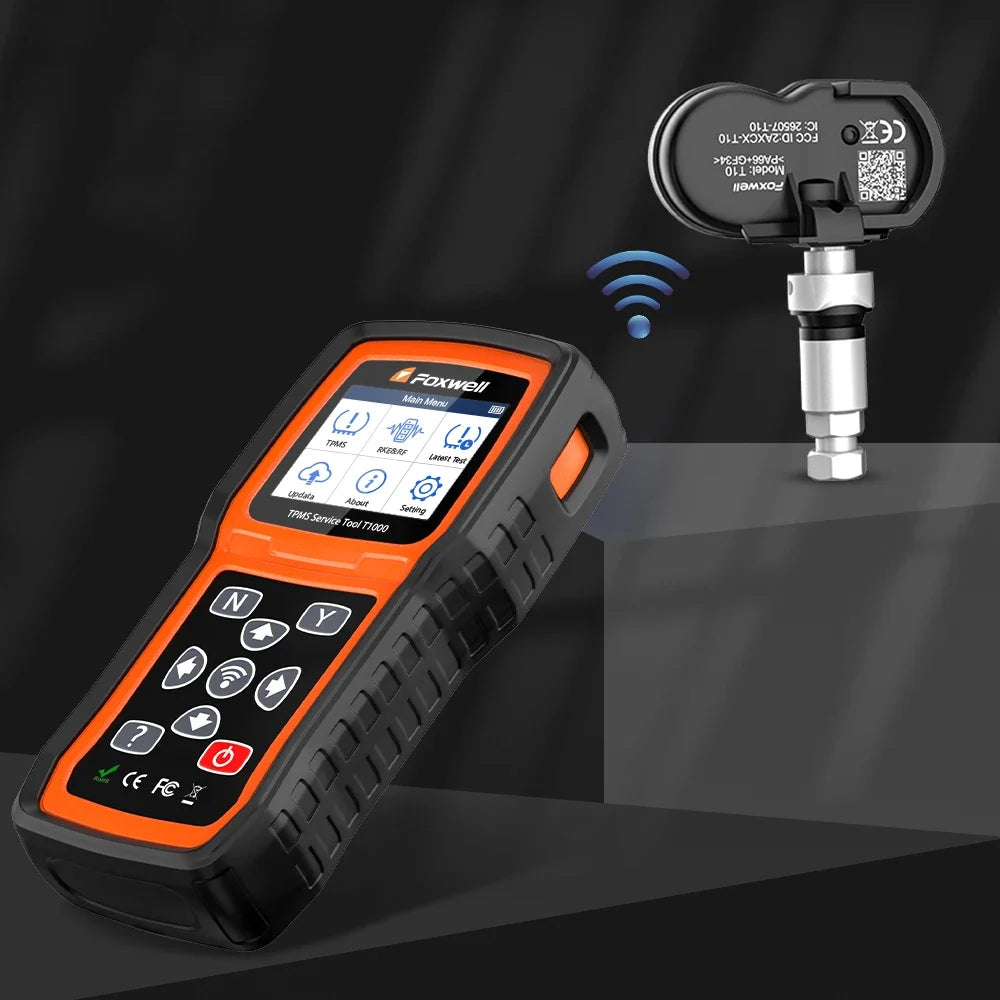 Foxwell T1000 TPMS Tool Tire Pressure Monitoring Sensor Programming Relearning Activation and OBD System Reset Car TPMS Reset