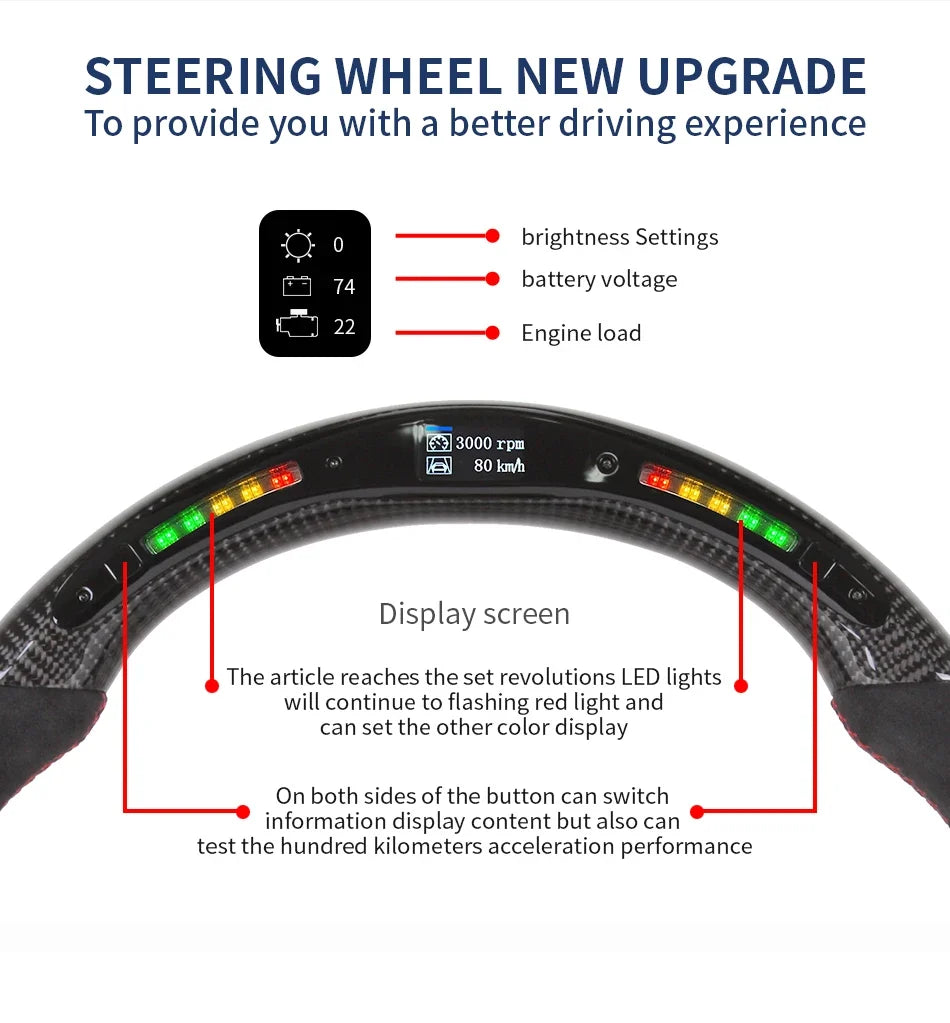 Carbon Fiber LED Steering Wheel Fit For Subaru stt/sti/ wrx 86 brz 2015-2021 Itlay Alcantara