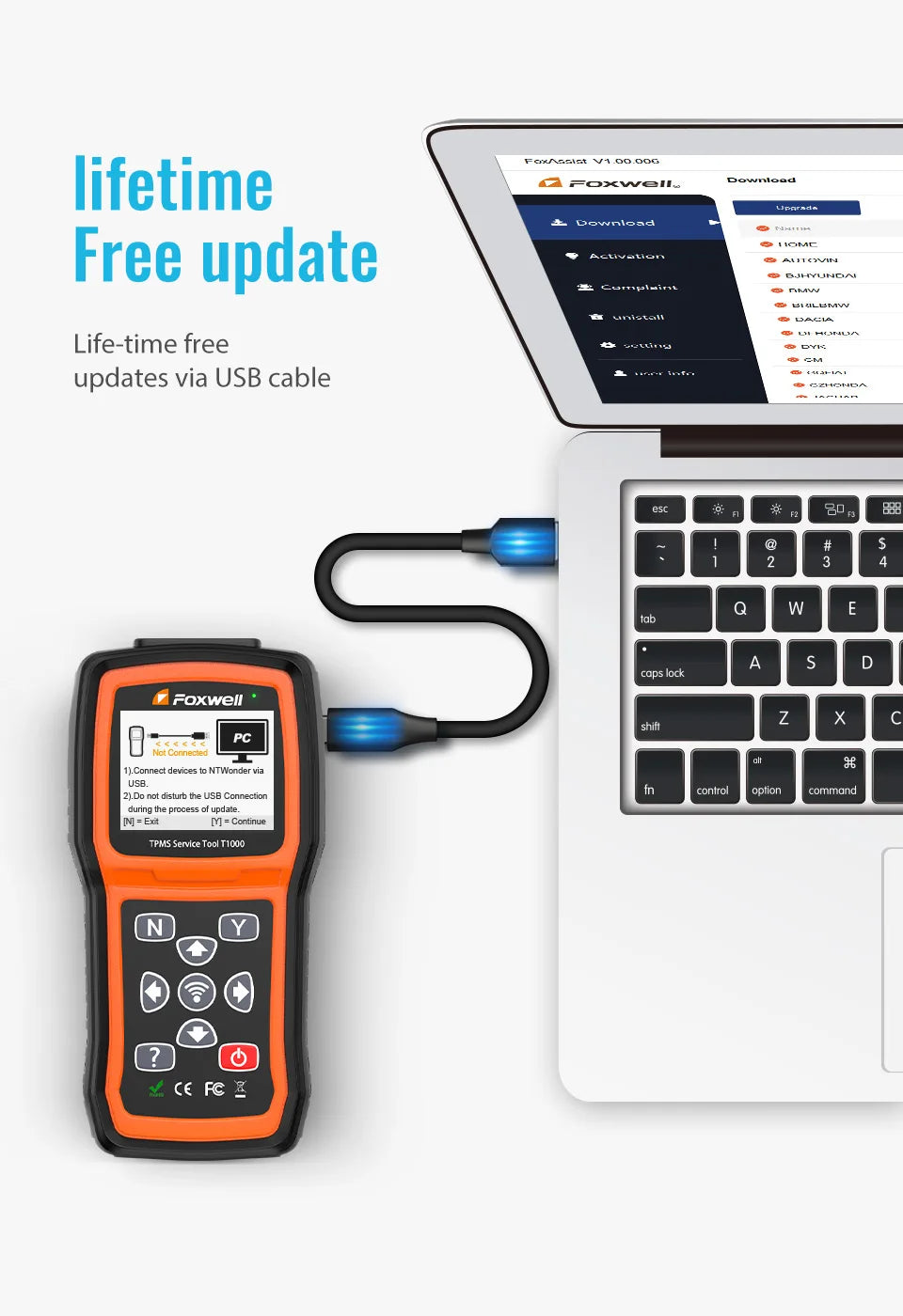 Foxwell T1000 TPMS Tool Tire Pressure Monitoring Sensor Programming Relearning Activation and OBD System Reset Car TPMS Reset