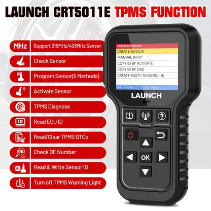 LAUNCH X431 Tire Pressure Sensor Program Relearn Activation CRT5011E TPMS Diagnostic Tools and 315MHz/433MHz RF-Sensor Optional