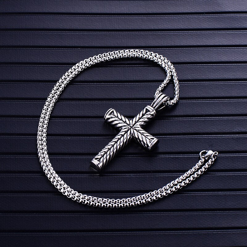 Vintage Cross Pendant Stainless Steel Necklace #ns23 _mkpt by Js House