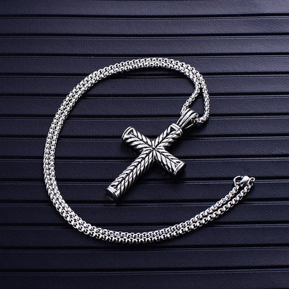 Vintage Cross Pendant Stainless Steel Necklace #ns23 _mkpt by Js House