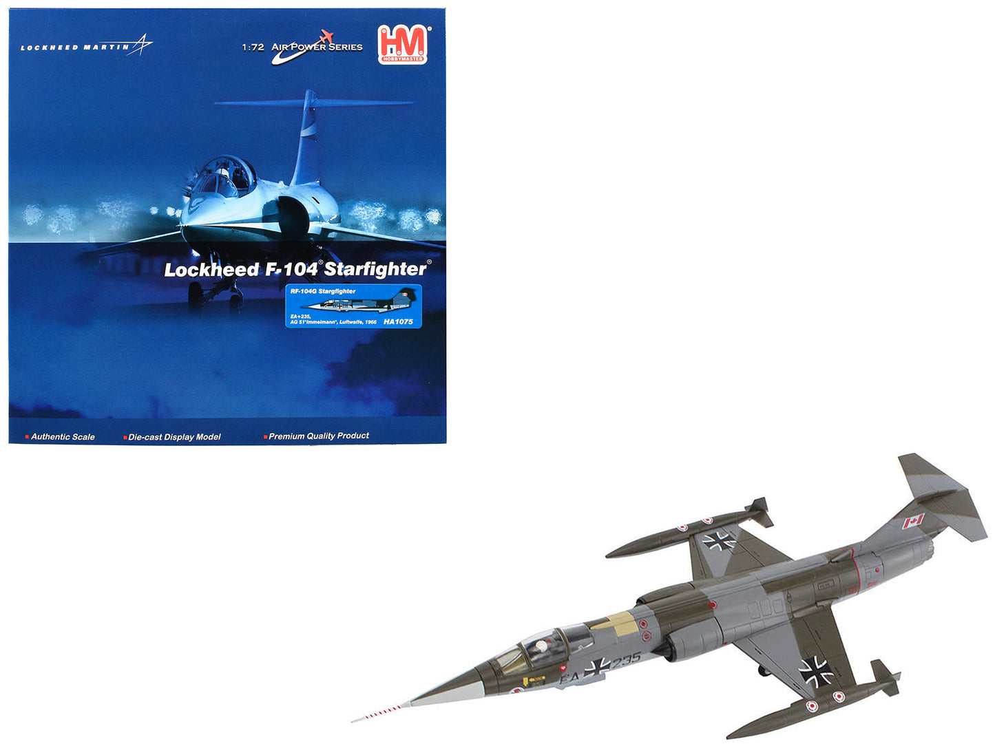 Lockheed RF-104G Starfighter Fighter Aircraft "AG 51 Immelmann" (1966) German Luftwaffe "Air Power Series" 1/72 Diecast Model by Hobby Master  free shipping USA