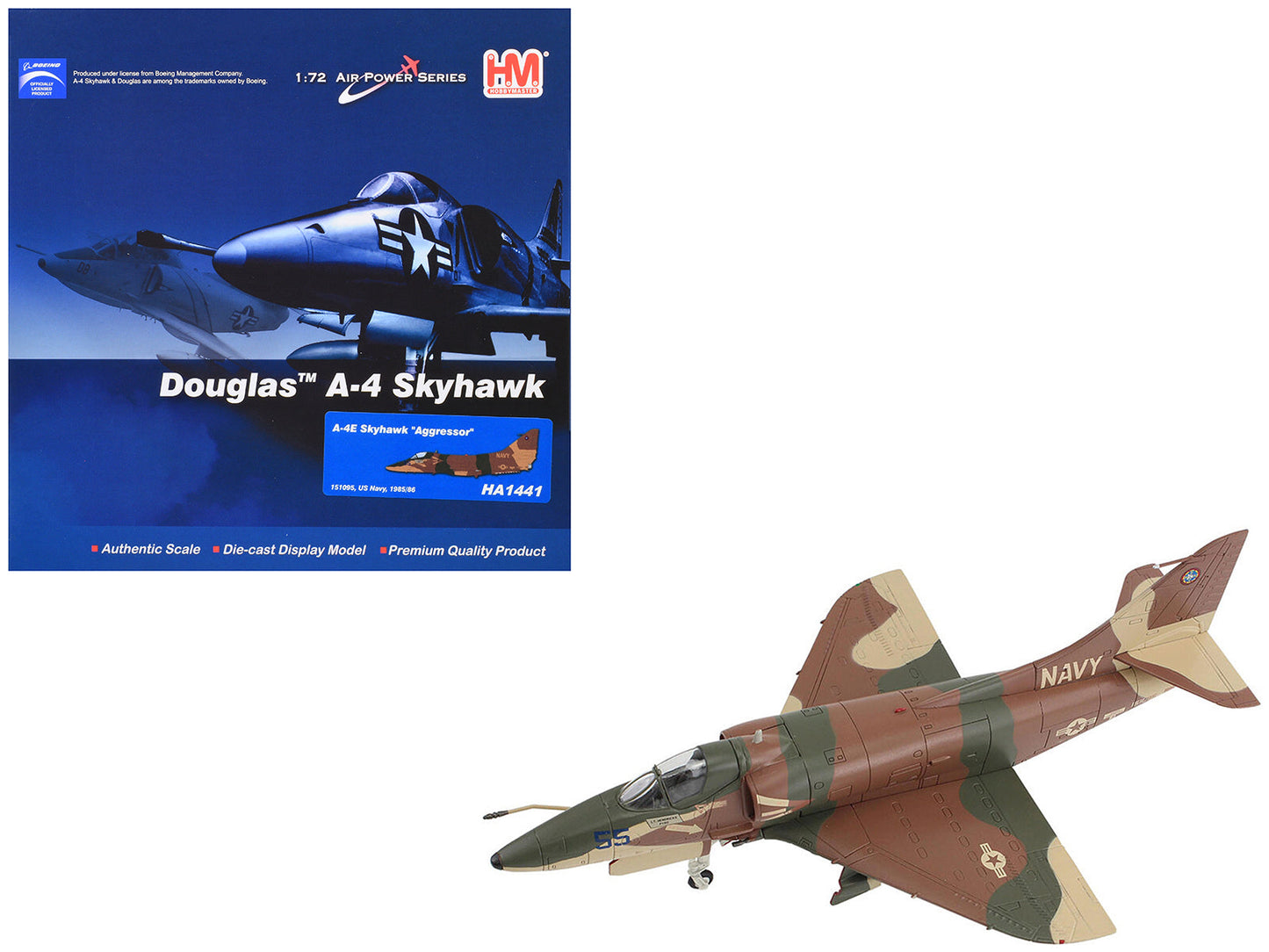 Douglas A-4E Skyhawk Aircraft "Aggressor 151095" (1985/6) United States Navy "Air Power Series" 1/72 Diecast Model by Hobby Master  free shipping USA