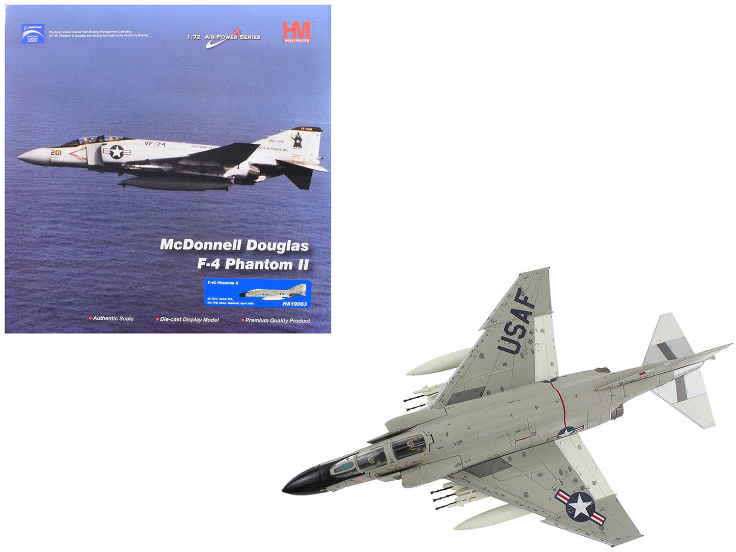 McDonnell Douglas F-4C Phantom II Fighter-Bomber Aircraft "433rd TFS 8th TFW Ubon Thailand" (1966) United States Air Force "Air Power Series" 1/72 Diecast Model by Hobby Master  free shipping USA
