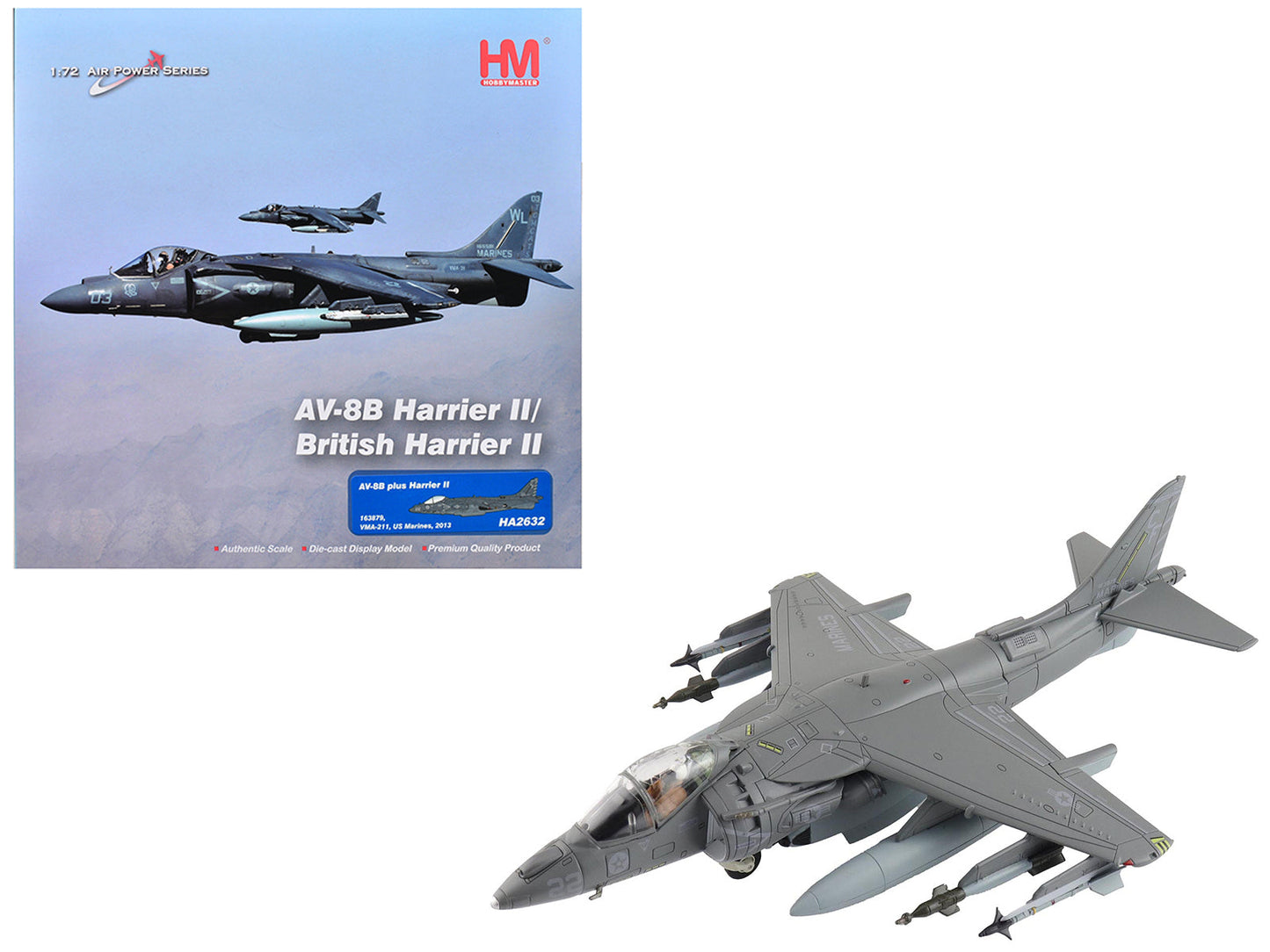McDonnell Douglas AV-8B Plus Harrier II Aircraft "163879 VMA-211" (2013) United States Marine Corps "Air Power Series" 1/72 Diecast Model by Hobby Master  free shipping USA