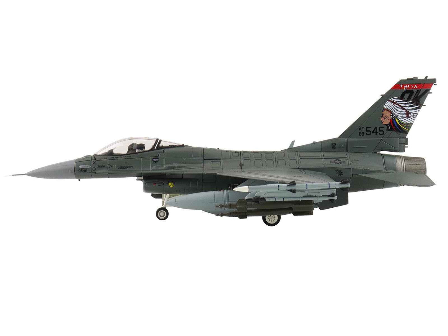 Lockheed F-16C Fighting Falcon Fighter Aircraft "88-0545 138th Fighter Wing Oklahoma Air National Guard" (2024) United States Air Force "Air Power Series" 1/72 Diecast Model by Hobby Master