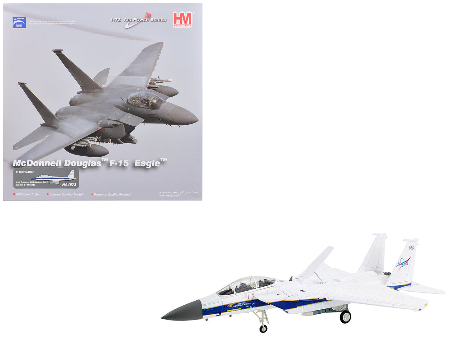 McDonnell Douglas F-15B Eagle Fighter Aircraft "Edwards AFB Airshow 2022 Armstrong Flight Research Center" NASA "Air Power Series" 1/72 Diecast Model by Hobby Master  free shipping USA