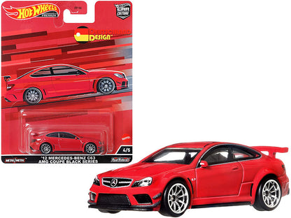 2012 Mercedes Benz C63 AMG Coupe Black Series Red "Deutschland Design" Series Diecast Model Car by Hot Wheels  free shipping USA