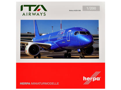 Airbus A220-300 Commercial Aircraft "ITA Airways" (EI-HHM) Blue with Tail Stripes 1/200 Diecast Model Airplane by Herpa  free shipping USA