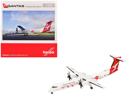 Bombardier Q400 Commercial Aircraft "QantasLink - Dasher-8 Livery" (VH-QOW) White with Graphics 1/200 Diecast Model Airplane by Herpa  free shipping USA