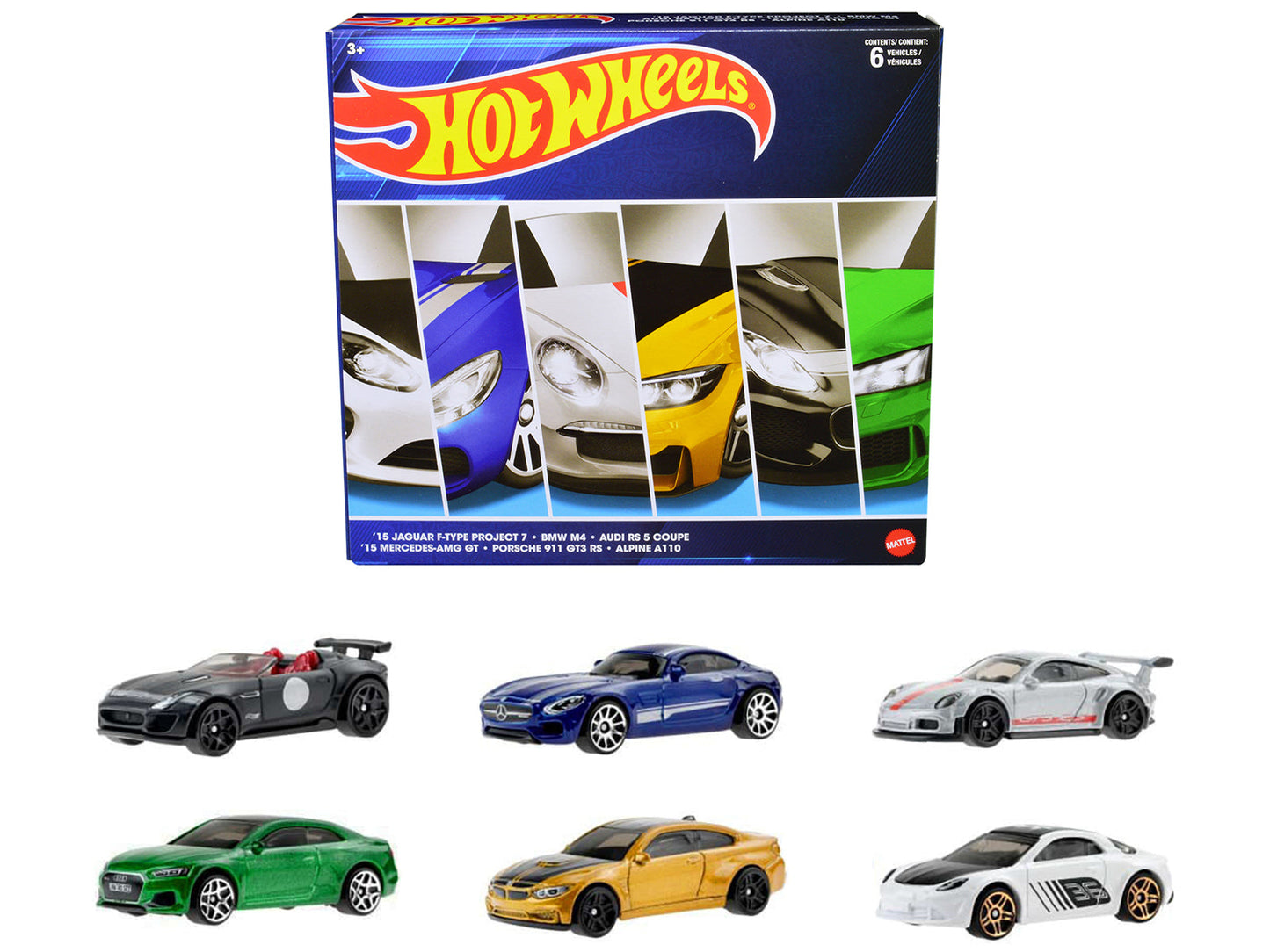 "European Theme" 6 piece Set Diecast Model Cars by Hot Wheels  free shipping USA