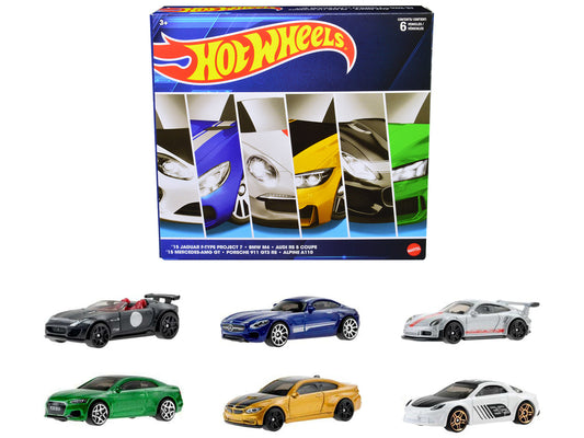 "European Theme" 6 piece Set Diecast Model Cars by Hot Wheels  free shipping USA