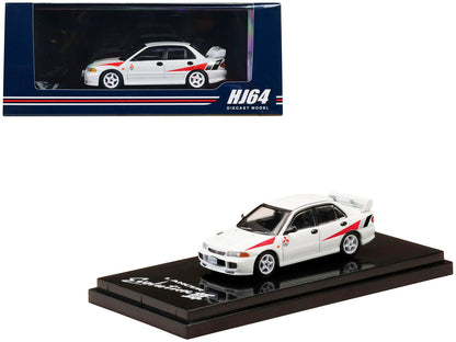 Mitsubishi Lancer RS Evolution III RHD (Right Hand Drive) Scortia White with Red Rally Stripes 1/64 Diecast Model Car by Hobby Japan  free shipping USA