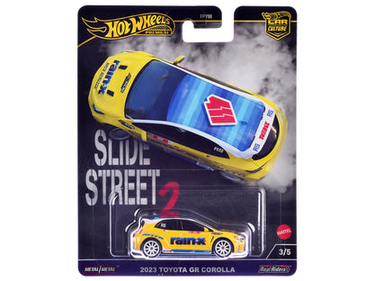 2023 Toyota GR Corolla "Rain X" Yellow "Slide Street 2" Series Diecast Model Car by Hot Wheels  free shipping USA
