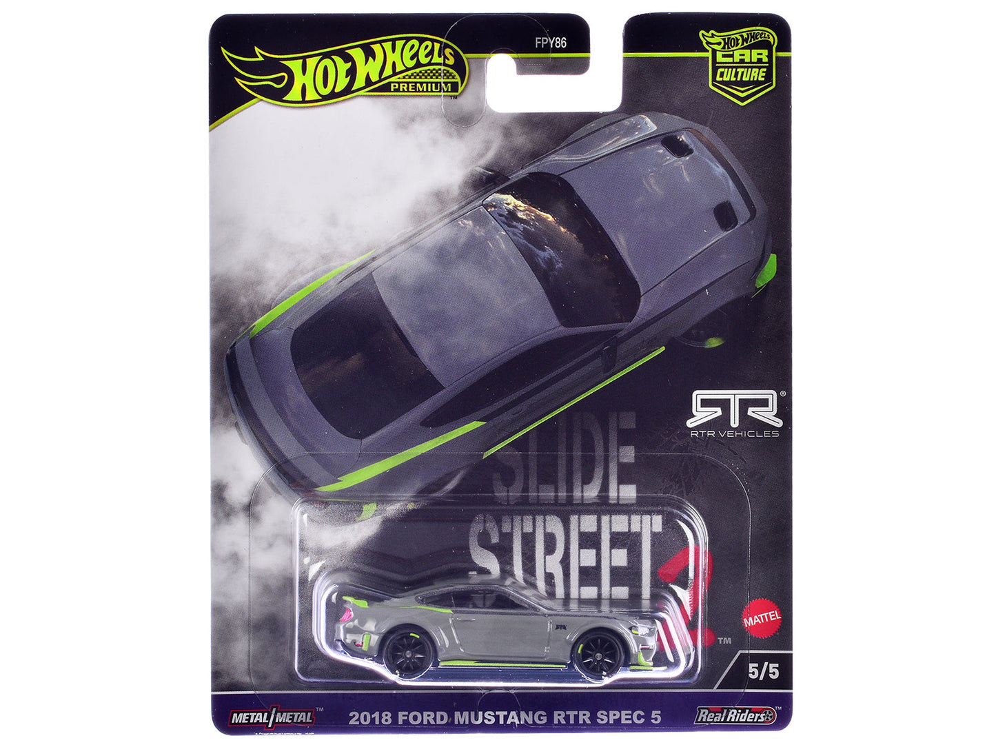 2018 Ford Mustang RTR Spec 5 Gray "Slide Street 2" Series Diecast Model Car by Hot Wheels  free shipping USA