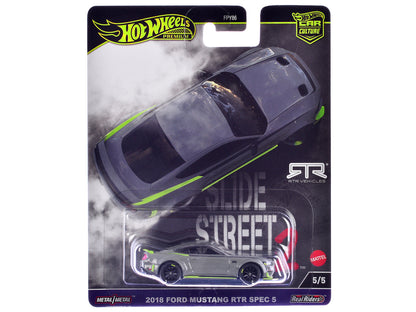 2018 Ford Mustang RTR Spec 5 Gray "Slide Street 2" Series Diecast Model Car by Hot Wheels  free shipping USA