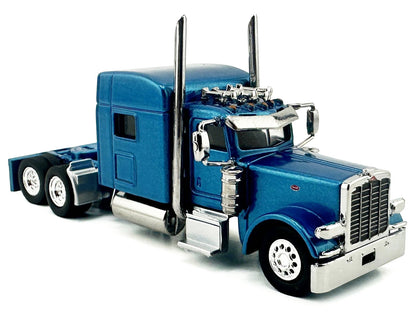 Peterbilt 389 Truck Tractor with Sleeper Cab Blue Metallic 1/87 (HO) Scale Plastic Model Car by HO Logistics