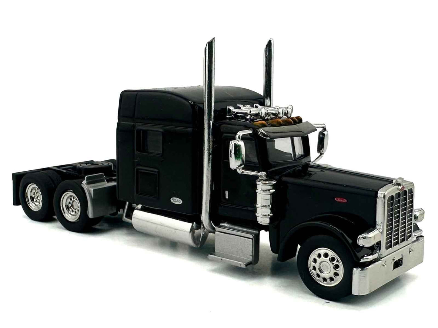Peterbilt 389 Truck Tractor with Sleeper Cab Black 1/87 (HO) Scale Plastic Model Car by HO Logistics