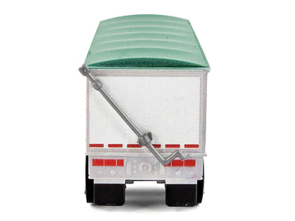 Covered Grain Trailer White with Green Tarp 1/87 (HO) Plastic Model Car by HO Logistics