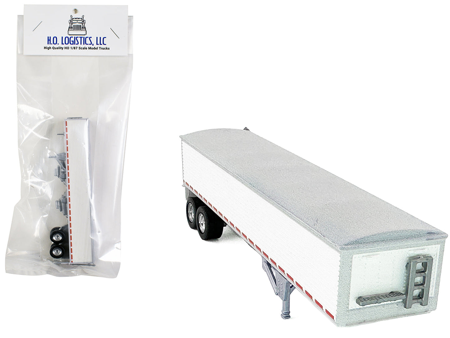 Covered Grain Trailer White with Silver Tarp 1/87 (HO) Plastic Model Car by HO Logistics  free shipping USA