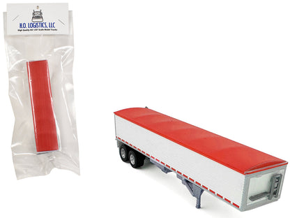 Covered Grain Trailer White with Red Tarp 1/87 (HO) Plastic Model Car by HO Logistics  free shipping USA