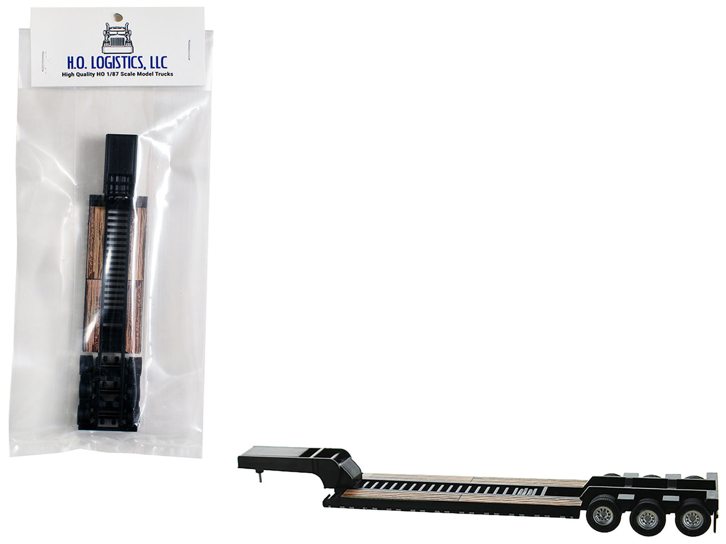 Low Boy Flatbed Trailer Black 1/87 (HO) Plastic Model Car by HO Logistics  free shipping USA