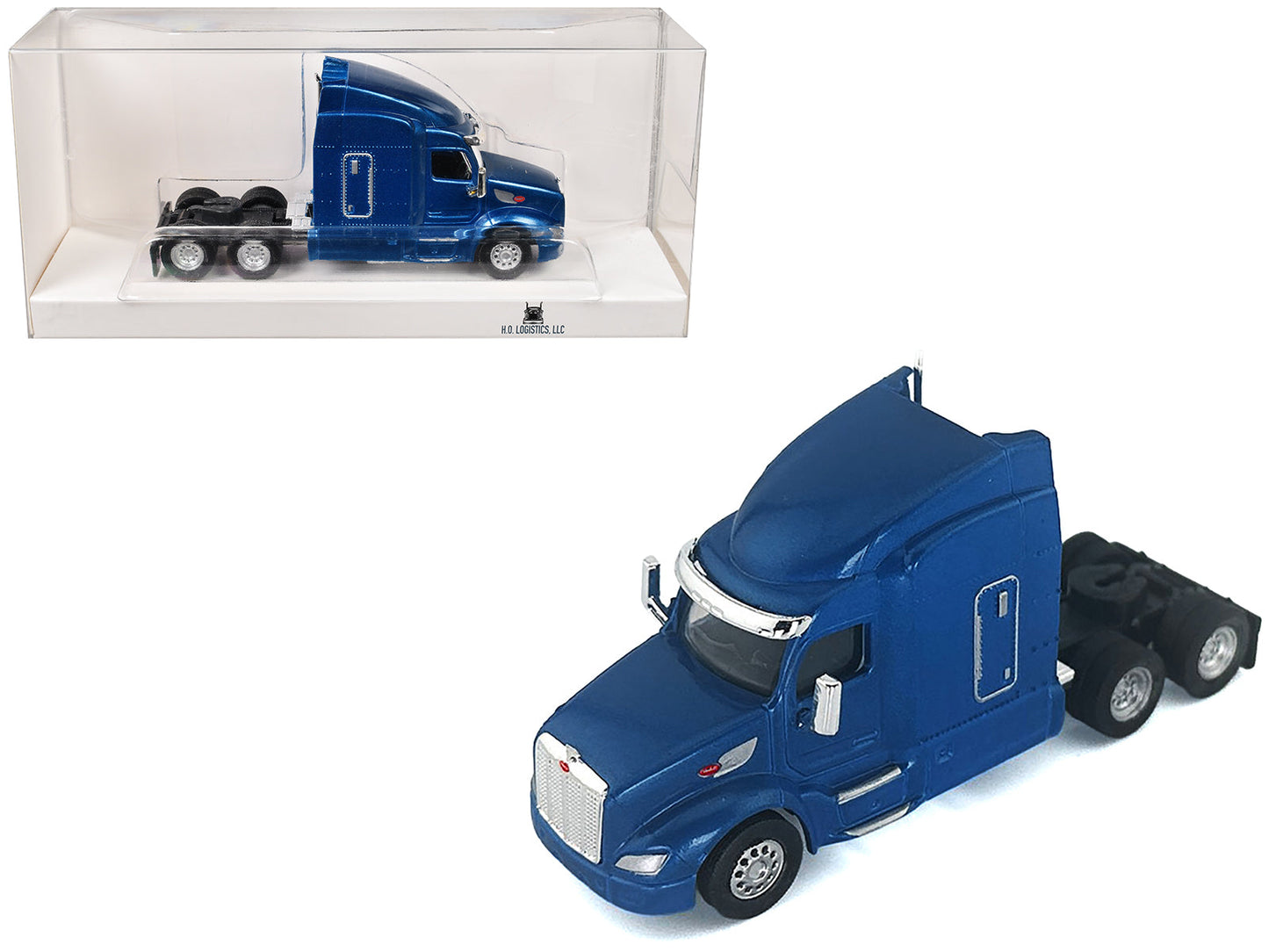 Peterbilt 579 Sleeper Cab Blue Metallic 1/87 (HO) Plastic Model Car by HO Logistics  free shipping USA