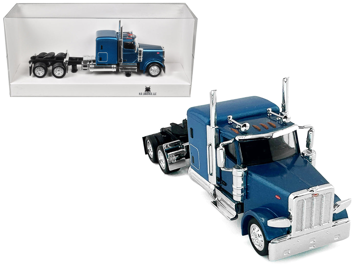 Peterbilt 589 Truck with 72 Inch Sleeper Blue Metallic 1/87 (HO) Plastic Model Car by HO Logistics  free shipping USA
