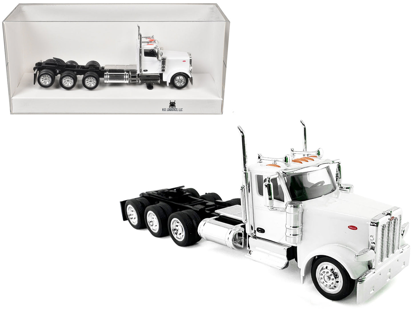 Peterbilt 589 3-Axel Day Cab White 1/87 (HO) Plastic Model Car by HO Logistics  free shipping USA