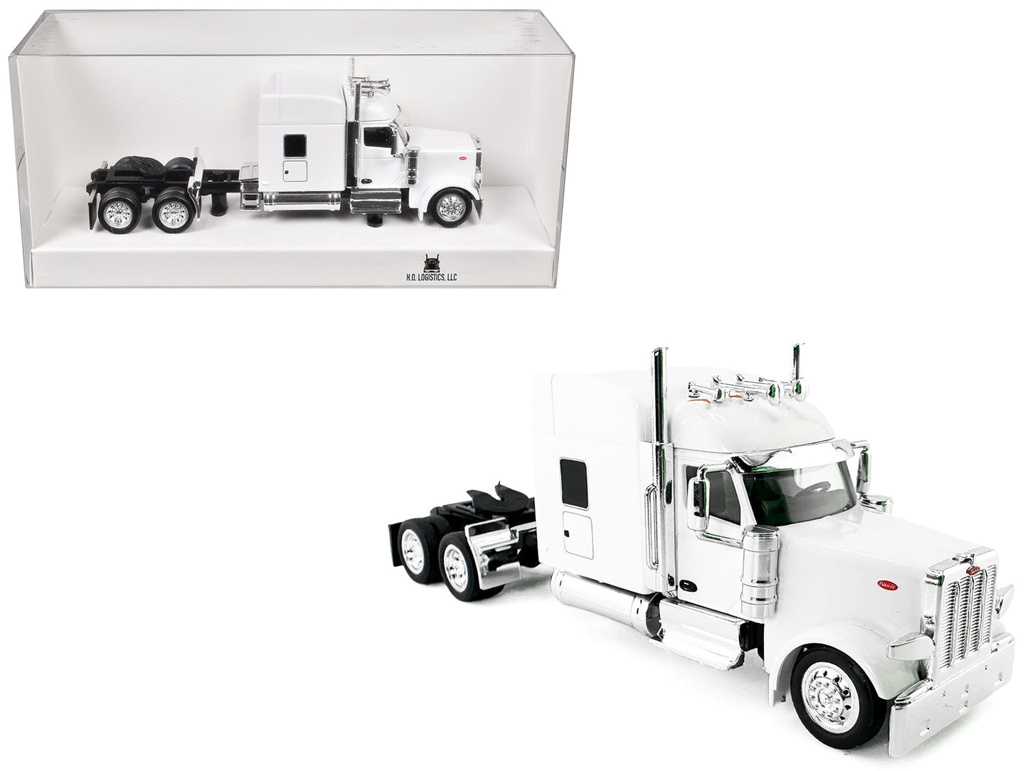 Peterbilt 589 with Stand Up Sleeper Cab White 1/87 (HO) Plastic Model Car by HO Logistics  free shipping USA