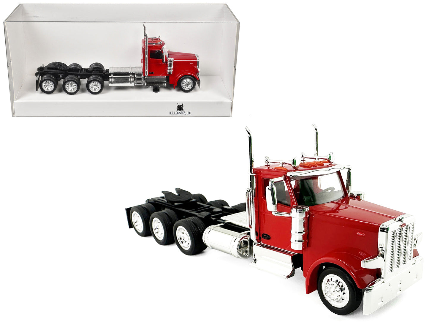 Peterbilt 589 3-Axel Day Cab Red 1/87 (HO) Plastic Model Car by HO Logistics  free shipping USA