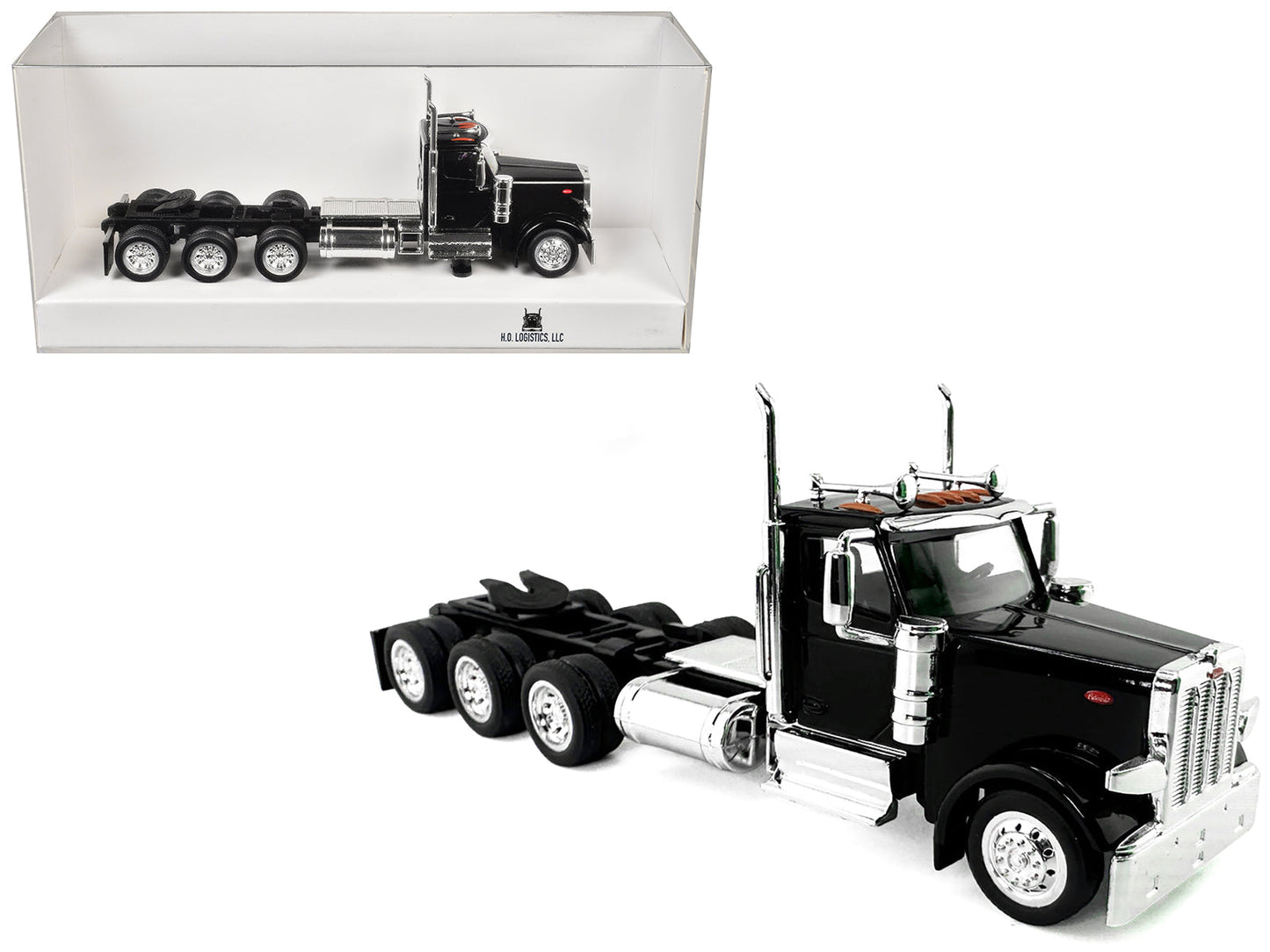 Peterbilt 589 3-Axel Day Cab Black 1/87 (HO) Plastic Model Car by HO Logistics  free shipping USA