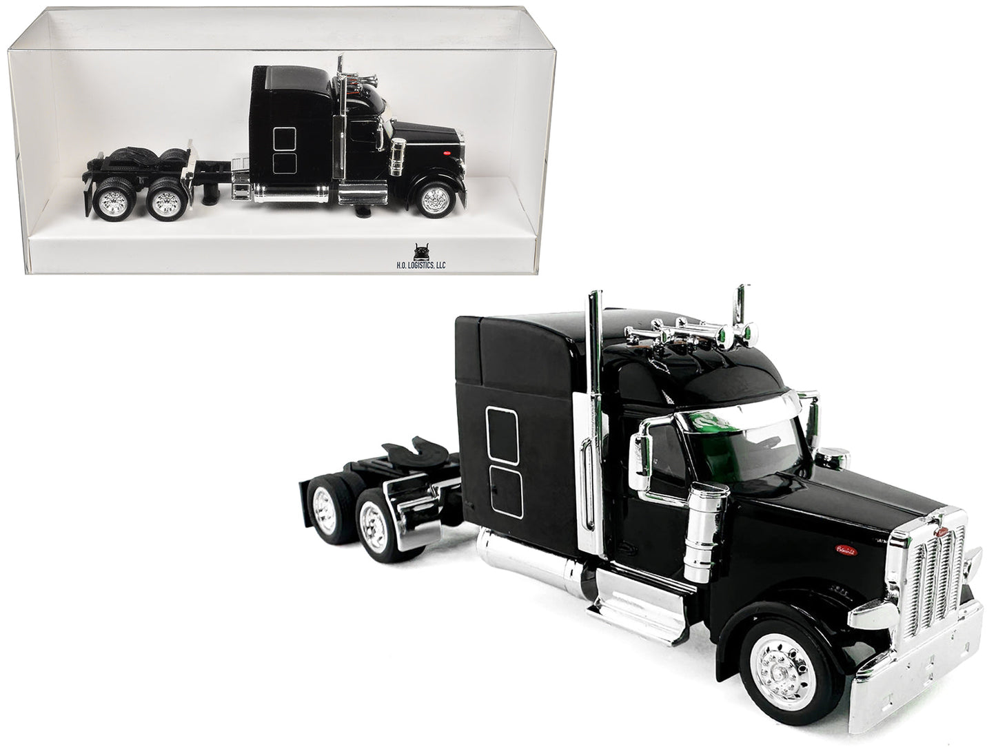 Peterbilt 589 with Stand Up Sleeper Cab Black 1/87 (HO) Plastic Model Car by HO Logistics  free shipping USA
