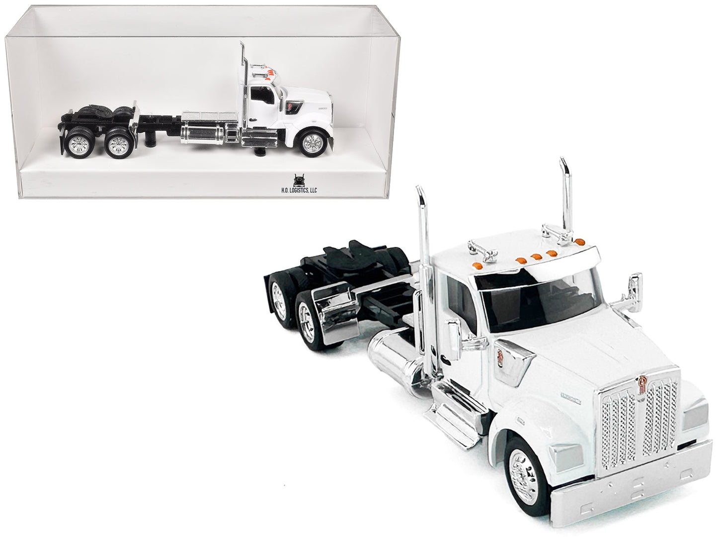 Kenworth W990 2-Axel Day Cab White 1/87 (HO) Plastic Model Car by HO Logistics  free shipping USA